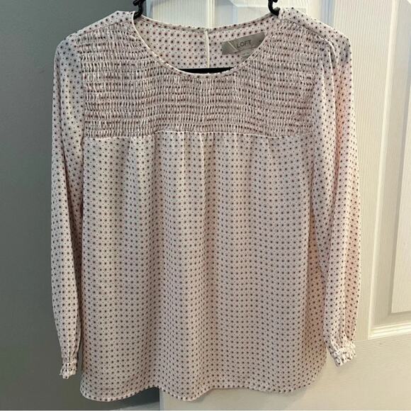 Loft Petites Smocked Floral Patterned Blouse Top Size XSP - Picture 5 of 12